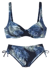 Lascana Beugelbikini met opvallende blaadjesprint dames bikini's maat 36B blauw