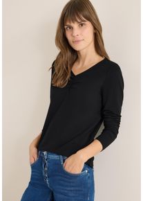 Cecil Shirt met V-hals dames v-hals shirts maat L (42) zwart