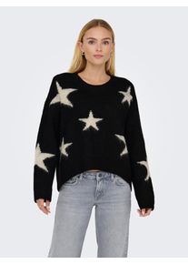 Only Gebreide trui ONLAZU LS STAR O-NECK KNT dames truien maat L zwart