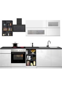Kochstation Keukenblok KS-Sole Breedte 256 cm, hangkasten met melkglas, zonder elektrische apparaten keukenkast series maat - grijs