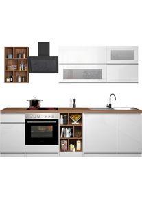 Kochstation Keukenblok KS-Sole Breedte 256 cm, hangkasten met melkglas, zonder elektrische apparaten keukenkast series maat - grijs