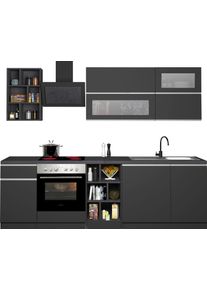Kochstation Keukenblok KS-Sole Breedte 256 cm, hangkasten met melkglas, zonder elektrische apparaten keukenkast series maat - grijs