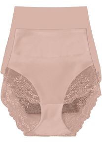 bonprix Figi panty shape, z cięciami laserowymi, średni stopień modelowania sylwetki (2 pary), beżowy, 50