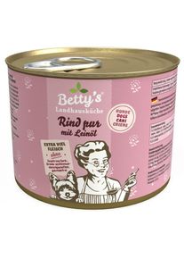 Bettys Landhausküche Nassfutter mit Rind pur & Leinöl, 6x200g