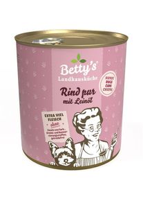 Bettys Landhausküche Nassfutter mit Rind pur & Leinöl, 6x800g