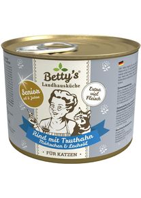 Bettys Landhausküche Cat Nassfutter Senior mit Rind, Truthahn & Möhrchen, 6x200g