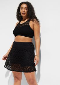 bonprix Női F&uuml;rdőszoknya csipk&eacute;ből, fekete, 50