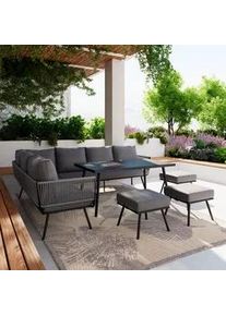 Dining-Loungeset Camilla Grau Outdoorstoff/Metall/Glas