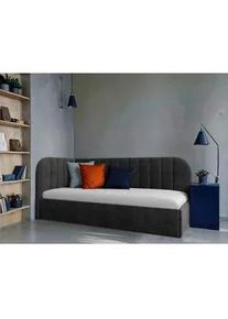 Mid.you Polsterbett , Dunkelgrau , Holz, Holzwerkstoff , 90x200 cm , gepolstertes Kopfteil, Stoffauswahl,verstellbar , Schlafzimmer, Betten, Polsterbetten