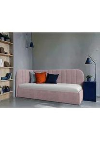 Mid.you Polsterbett , Rosa , Holz, Holzwerkstoff , 90x200 cm , gepolstertes Kopfteil, Stoffauswahl,verstellbar , Schlafzimmer, Betten, Polsterbetten