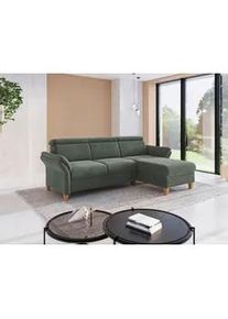 Sit & More Sit & More Ecksofa , Dunkelgrün , Textil , Eiche , massiv , Ottomane rechts, L-Form , 253x166 cm , Goldenes M, Oeko-Tex® Standard 100, Made in Europe, DGM-Klimapakt , Rücken echt, Armteil links, Armteil rechts , Wohnzimmer, Sofas & Couches, Wohnlandschaften, Ecksofas