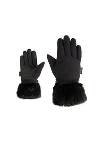 Ziener, Damen, Strickhandschuhe &raquo;KWINZ-Z glove lady&laquo;, black, 7.5, black, Eleganter Damenskihandschuh mit sch&ouml;nem Kunstfellb&uuml;ndchen