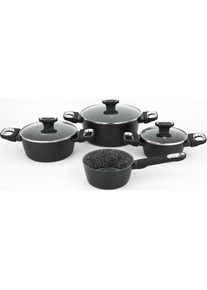 CS SOLINGEN Carl Schmidt Sohn, Topf-Set &raquo;Marburg&laquo; Set, je 1 Kochtopf &Oslash; 16/20/24 cm, 1x Kasserolle &Oslash; 16 cm, 7 Stk. tlg. Aluminium, schwarz, schwarz