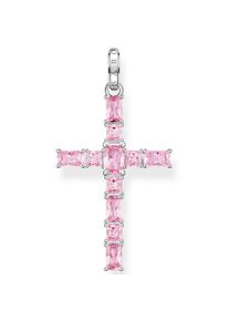 Thomas Sabo, Damen, Kettenanh&auml;nger &raquo;Kreuz pinke oder bunte Steine&laquo; () mit Spinell (synth.), Zirkonia (synth.), Korund (synth.), silberfarben-pink + 