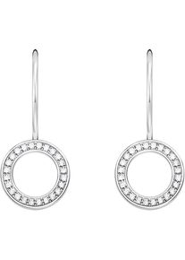 Thomas Sabo, Damen, Paar Ohrh&auml;nger &raquo;mit Steinbesatz&laquo; mit Zirkonia (synth.), silberfarben-wei&szlig; + wei&szlig;, silberfarben-wei&szlig; + wei&szlig;, Ohrh&auml;nger mit 