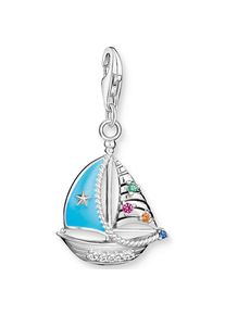 Thomas Sabo, Damen, Charm-Einh&auml;nger &raquo;Segelboot&laquo; mit Glas-Keramik Stein, silberfarben-mehrfarbig-t&uuml;rkis + mehrfarbig, silberfarben-mehrfarbig-t&uuml;rkis + 