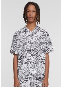 Urban Classics - Viscose AOP Resort Whitescribble - Skjorta - vit - M - 100 % viskos,Viskos