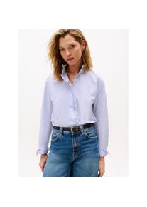 Tommy Hilfiger , Rüschenbluse »POPLIN RUFFLE SHIRT«, mit Rüschen Detail , Hugh Stp/ Blue , 44 , 44 , Bluse von Tommy Hilfiger Womanswear