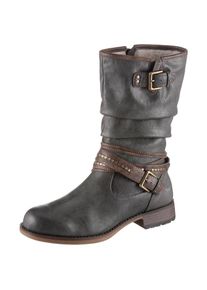 Mustang Shoes , Winterstiefel , Stiefelette, Winterboots mit Zierschnallen am slouchy Schaft , graphit-used , 41 , 41 , Kurzstiefel mit einer...