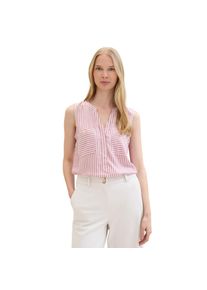 Tom Tailor , Blusenshirt, gestreift mit aufgesetzten Brusttaschen , orchid white stripe , 46 , 46 , Gestreifte ärmellose Bluse von Tom Tailor