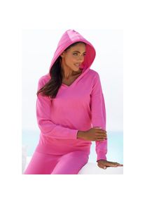 Lascana , Strickpullover, Kapuzensweatshirt aus weicher Viskosemischung, Loungewear , pink , 32/34 , 32/34 , Strick Hoodie mit V-Ausschnitt