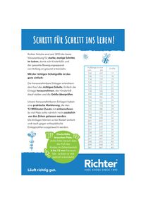 Richter , Kinder , Lauflernschuh »Samy WMS: mittel« Sneaker im Colorblocking-Look, Größenschablone zum Download , fuchsia/parrot/sky , 26 , 26 ,...