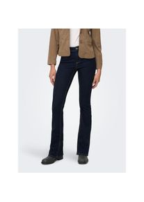 Only, Damen, Bootcut-Jeans &raquo;ONLBLUSH MID WAIST FLARED DNM BOX&laquo;, Dark Blue Denim Detail:RINSEWASH, L&auml;nge 32, L (40) -L&auml;nge 32, Dark Blue Denim 