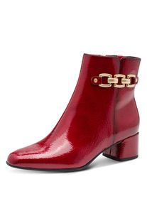 Marco Tozzi , Damen , Stiefelette , Blockabsatz, Abendschuh, Businessschuh mit goldfarbener Zierkette , rot , 39 , 39 , Schicke Stiefelette mit...