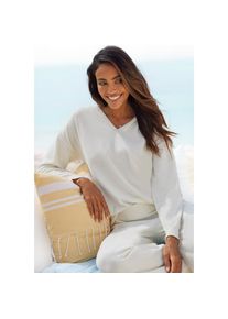 Lascana , Strickpullover, Kapuzensweatshirt aus weicher Viskosemischung, Loungewear , cream , 40/42 , 40/42 , Strick Hoodie mit V-Ausschnitt