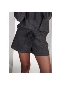 Lascana , Shorts Lounge-/ Strickshorts meliert mit Bindeband, Loungewear , anthrazit-meliert , N-Gr , 36/38 -N-Gr , 36/38 , Kurze Rippshorts