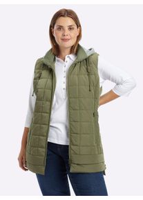 sheego Damen Steppweste im Materialmix in khaki ,Größe 40, Witt, 100% Polyester. Einsatz: 70% Baumwolle, 30% Polyester. Wattierung: 100% Polyester