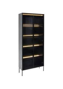 Hom´in Hom`in Vitrine , Schwarz , Metall , 6 Fächer , 2 Schubladen , A , 86x204x34 cm , stehend , Esszimmer, Vitrinen