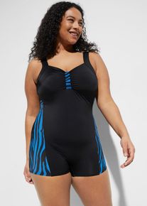 bonprix Mujer, Bañador deportivo con pernera, negro, 54