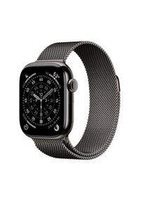 Smartwatch Apple Watch 11, GPS + Cellular, 46mm, Ecran Retina LTPO OLED, Chip S10 cu Procesor Dual-Core, 64GB Flash, Wi-Fi, Bluetooth, Carcasa Titan, Curea Milanese Loop M/L (Gri)