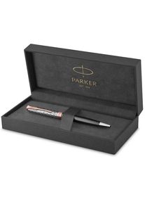 Parker Parker Sonnet Kugelschreiber | Premium Metal & Grey Satinierung mit Rotgoldbeschichtung | Medium Spitze mit schwarzer Tinte Nachfüllen | Geschenkbox