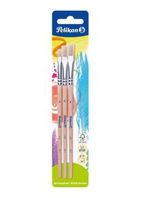 Pelikan Borstenpinsel Pinsel S613F 4/6/8 auf Blisterkarte, reine Schweinsborsten,