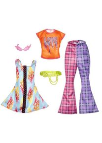Barbie Fashions 2 Pack - Love T-shirt Check Flared Pants & Flames Print Dress