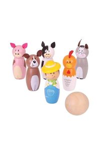 Bigjigs Wooden Bowling Set Farm 7 pcs.