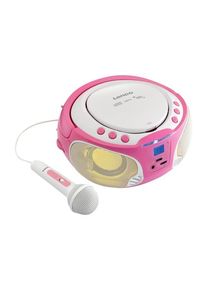 Lenco SCD-650 - Portable FM Radio CD/MP3/USB Microphone & Light Effects - Pink - FM - Stereo - Pink