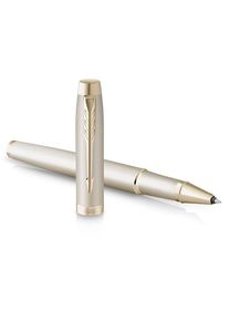 Parker IM Monochrome Rollerball | schwarze Tinte | Oberfl&auml;che und Zierteile in Champagnerfarben | feine Spitze | Geschenkbox
