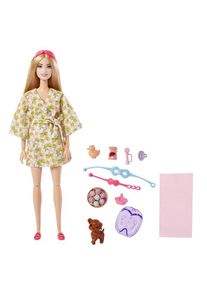 Barbie Fashionistas Doll with Puppy Kids Toys Self-Care Spa Day