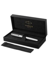 Parker Sonnet Cisel&eacute; Special Edition Fountain Pen Palladium Finish Cap .Barrel and Trims Medium 18k Solid Gold Nib Black Ink and Convertor