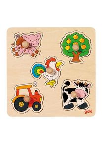 goki Wooden Stud Puzzle Farm Holz