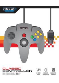 retro-bit N64 Classic Controller Grey - Wired Controller - Nintendo 64