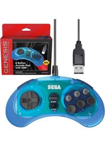 retro-bit 8-button Arcade Pad USB - Clear Blue - Wired Controller - MAC