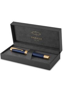 Parker Duofold Prestige F&uuml;ller | Blue Chevron | Gr&ouml;&szlig;e Centennial | F&uuml;llfederhalter mit feiner Feder aus Massivgold | schwarze Tinte und Konverter | Geschenkbox