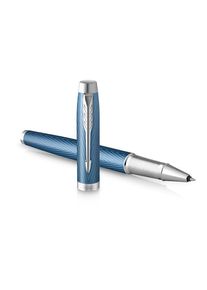 Parker IM Rollerball Tintenroller | Blaugraue Premium-Lackierung mit Chromverzierung | Feine Schreibspitze mit schwarzer Nachfüllmine | Geschenkbox