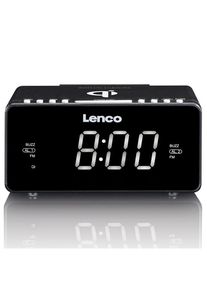 Lenco CR-550BK - Stereo FM Clock Radio with USB and Qi Wireless Smartphone charging - Black - FM - Stereo - schwarz