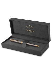 Parker Sonnet Ballpoint Pen | Grey Lacquer with Gold Trims | Medium Point | Black Ink Refill | Gift Box