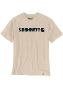 Carhartt Irvine Layered Logo, t-shirt , kleur: beige/donkerblauw , maat: XL